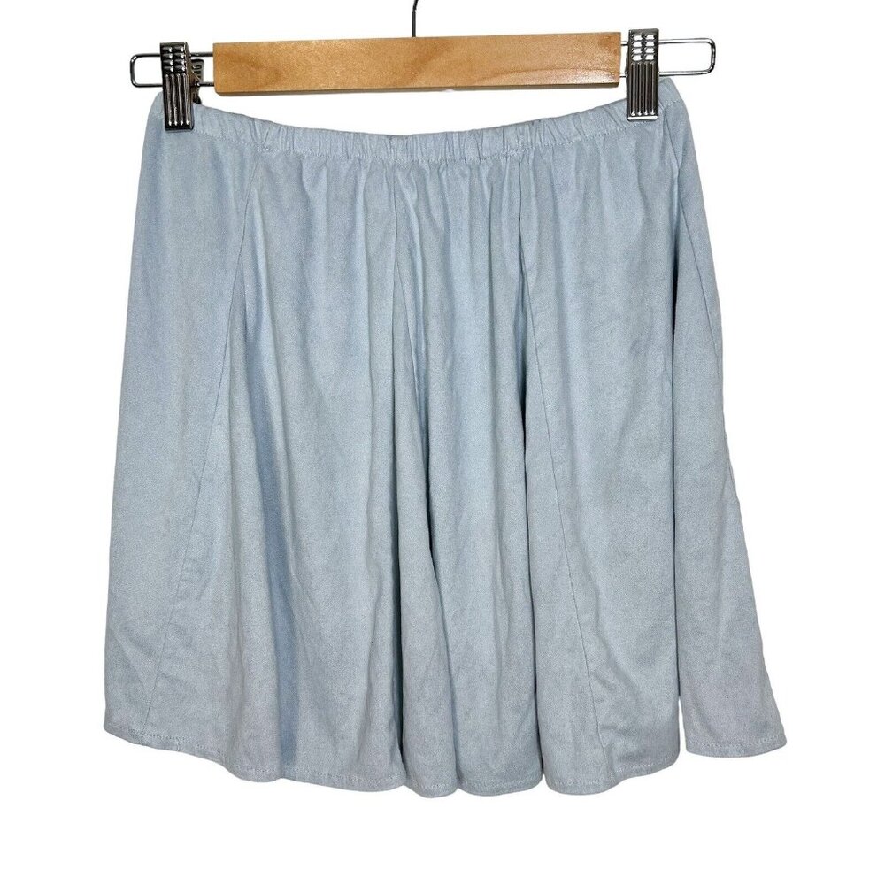 Brandy Melville Light Blue Faux Suede Skater‎ Mini Skirt One Size Fits All